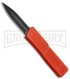 Lightning Red D/A OTF Automatic Knife - Dagger Black Plain