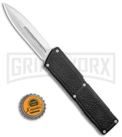 Lightning Elite Black D/A OTF Automatic Knife - Dagger Satin Plain -Grindworx Lightning Elite Black DA OTF Auto Dagger Satin GX 35941 jr bottlecap large