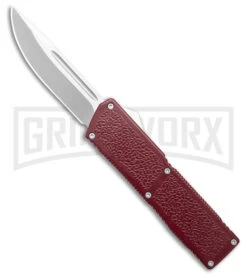 Lightning Elite Maroon D/A OTF Automatic Knife - Drop Point Satin Plain
