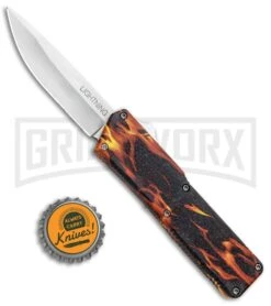 Lightning Fire D/A OTF Automatic Knife - Satin Plain 9 Lightning Fire D/A OTF Automatic Knife - Satin Plain -Grindworx Lightning Fire DA DP OTF Auto Satin GX 33346 jr bottlecap large