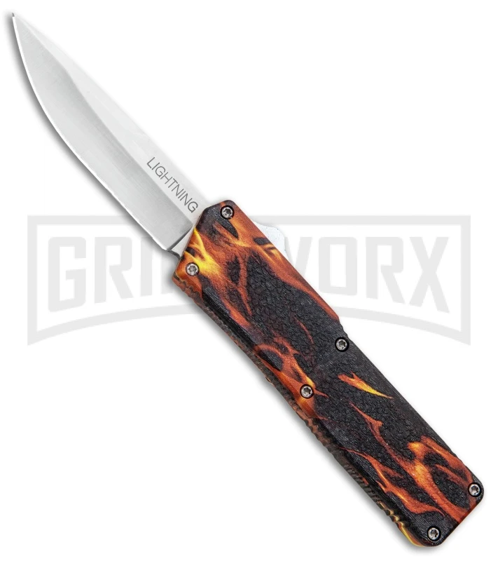 Lightning Fire D/A OTF Automatic Knife - Satin Plain 3 Lightning Fire D/A OTF Automatic Knife - Satin Plain