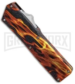 Lightning Fire D/A OTF Automatic Knife - Tanto Satin Serr -Grindworx Lightning Fire DA OTF Auto Tanto Satin Serr GX 33344 jr spine large