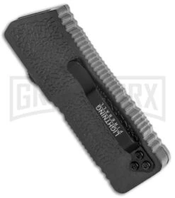Lightning Fireball Black D/A OTF Automatic Knife - Tanto Black Plain 8 Lightning Fireball Black D/A OTF Automatic Knife - Tanto Black Plain -Grindworx Lightning Fireball Black DA OTF Auto Black Tanto GX 37447 jr side large