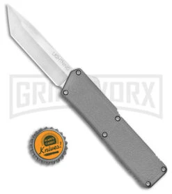 Lightning Gray D/A OTF Automatic Knife - Tanto Satin -Grindworx Lightning Gray DA OTF Auto Knife Tanto Satin GX 34076 jr bottlecap large