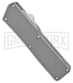 Lightning Gray D/A OTF Automatic Knife - Tanto Satin -Grindworx Lightning Gray DA OTF Auto Knife Tanto Satin GX 34076 jr spine large