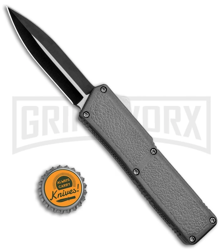Lightning Gray D/A OTF Automatic Knife - Dagger Two-Tone Plain 6 Lightning Gray D/A OTF Automatic Knife - Dagger Two-Tone Plain - Image 4