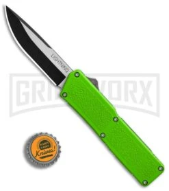 Lightning Green D/A OTF Automatic Knife - Two-Tone Plain -Grindworx Lightning Green DA Two Tone Plain BP 30354 er bottlecap large