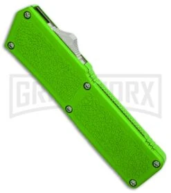 Lightning Green D/A OTF Automatic Knife - Two-Tone Plain -Grindworx Lightning Green DA Two Tone Plain BP 30354 er spine large