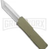 Lightning OD Green D/A OTF Automatic Knife - Tanto Satin Serr 2 Lightning OD Green D/A OTF Automatic Knife - Tanto Satin Serr -Grindworx Lightning OD Green DA OTF Auto Serr Tanto Satin GX 39005 jr large