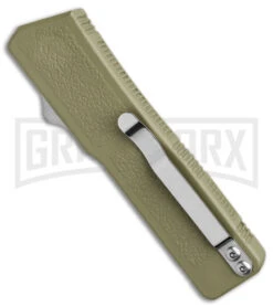 Lightning OD Green D/A OTF Automatic Knife - Tanto Satin Serr -Grindworx Lightning OD Green DA OTF Auto Serr Tanto Satin GX 39005 jr side large