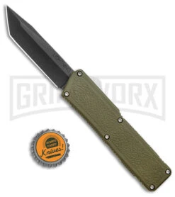 Lightning OD Green D/A OTF Automatic Knife - Tanto Black -Grindworx Lightning OD Green DA OTF Auto Tanto Black GX 39058 jr bottlecap large