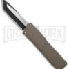 Lightning OD Green D/A OTF Automatic Knife - Tanto Two Tone Serr -Grindworx Lightning OD Green DA OTF Auto Tanto TT Serr GX 39140 jr large