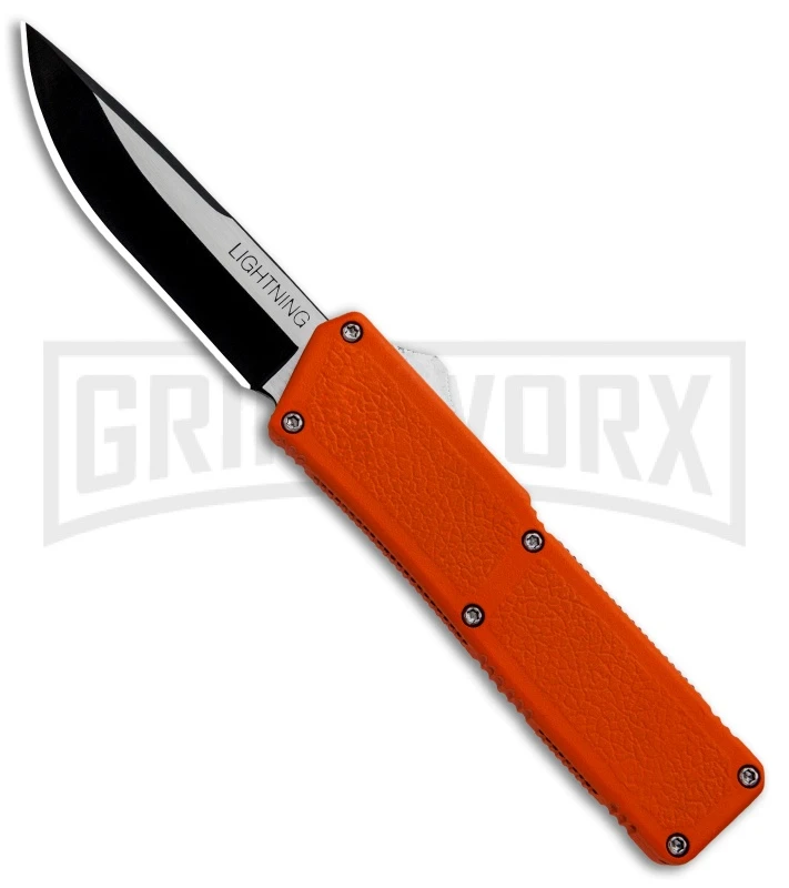 Lightning Orange D/A OTF Automatic Knife - Two-Tone Plain 3 Lightning Orange D/A OTF Automatic Knife - Two-Tone Plain