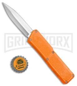 Lightning Orange D/A OTF Automatic Knife - Dagger Satin Plain 9 Lightning Orange D/A OTF Automatic Knife - Dagger Satin Plain -Grindworx Lightning Orange DA OTF Dagger Satin Plain BP 22815 bottlecap large