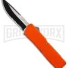 Lightning Orange D/A OTF Automatic Knife - Two-Tone Serr -Grindworx Lightning Orange DA Two Tone Serr BP 30328 er large