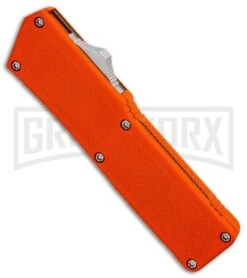 Lightning Orange D/A OTF Automatic Knife - Two-Tone Serr -Grindworx Lightning Orange DA Two Tone Serr BP 30328 er spine large