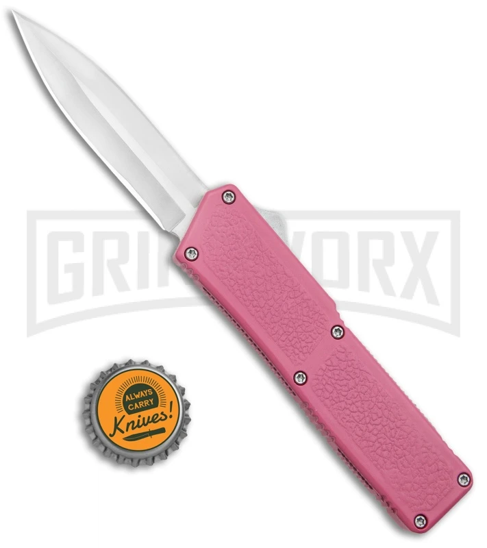 Lightning Pink D/A OTF Automatic Knife - Dagger Satin Plain 6 Lightning Pink D/A OTF Automatic Knife - Dagger Satin Plain - Image 4