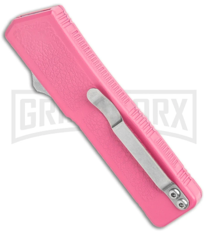 Lightning Pink D/A OTF Automatic Knife - Dagger Satin Plain 5 Lightning Pink D/A OTF Automatic Knife - Dagger Satin Plain - Image 3