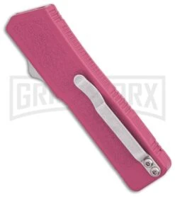 Lightning Pink D/A OTF Automatic Knife - Two-Tone Serr -Grindworx Lightning Pink DA OTF Auto TT Serr GX 31868 side large