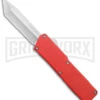 Lightning Red D/A OTF Automatic Knife - Tanto Satin Serr -Grindworx Lightning Red DA OTF Auto Serr Tanto Satin GX 39004 jr large