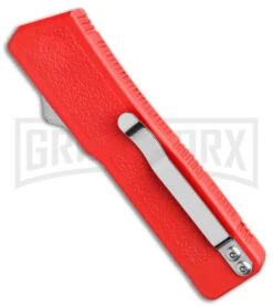 Lightning Red D/A OTF Automatic Knife - Tanto Satin Serr -Grindworx Lightning Red DA OTF Auto Serr Tanto Satin GX 39004 jr side large