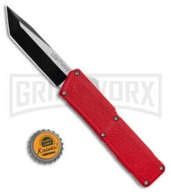 Lightning Red D/A OTF Automatic Knife - Tanto Two Tone 9 Lightning Red D/A OTF Automatic Knife - Tanto Two Tone -Grindworx Lightning Red DA OTF Auto Tanto TT GX 34074 jr bottlecap large