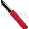 Lightning Red D/A OTF Automatic Knife - Tanto Two Tone 2 Lightning Red D/A OTF Automatic Knife - Tanto Two Tone -Grindworx Lightning Red DA OTF Auto Tanto TT GX 34074 jr large