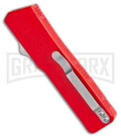 Lightning Red D/A OTF Automatic Knife - Tanto Two Tone 8 Lightning Red D/A OTF Automatic Knife - Tanto Two Tone -Grindworx Lightning Red DA OTF Auto Tanto TT GX 34074 jr side large