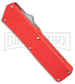 Lightning Red D/A OTF Automatic Knife - Tanto Two Tone Serr -Grindworx Lightning Red DA OTF Auto Tanto TT Serr GX 39135 jr spine large