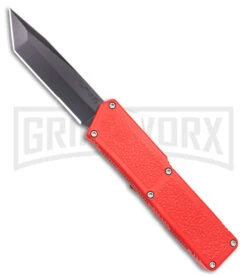 Grindworx 4 Lightning Red D/A OTF Automatic Knife - Tanto Black Plain