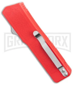 Lightning Red D/A OTF Automatic Knife - Tanto Black Plain -Grindworx Lightning Red DA OTF Automatic Knife Tanto Black GX 35373 KC spine large