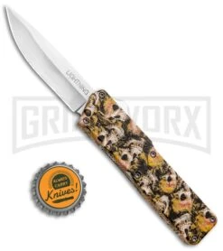Lightning Skull Camo D/A OTF Automatic Knife - Satin Plain -Grindworx Lightning Skull DA DP OTF Auto Satin GX 33338 jr bottlecap large