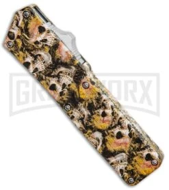 Lightning Skull Camo D/A OTF Automatic Knife - Satin Plain -Grindworx Lightning Skull DA DP OTF Auto Satin GX 33338 jr spine large