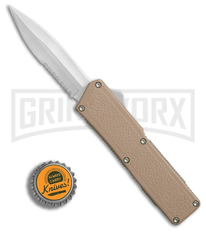 Lightning Tan D/A OTF Automatic Knife - Dagger Satin 6 Lightning Tan D/A OTF Automatic Knife - Dagger Satin - Image 4
