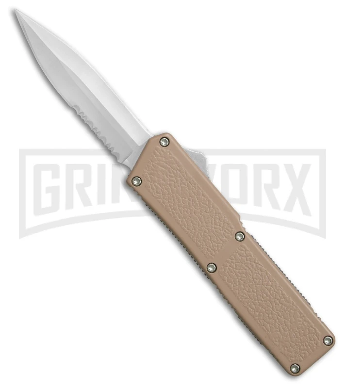 Lightning Tan D/A OTF Automatic Knife - Dagger Satin 3 Lightning Tan D/A OTF Automatic Knife - Dagger Satin