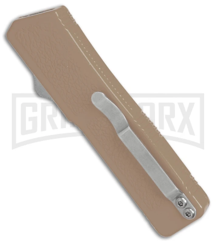 Lightning Tan D/A OTF Automatic Knife - Dagger Satin 4 Lightning Tan D/A OTF Automatic Knife - Dagger Satin - Image 2