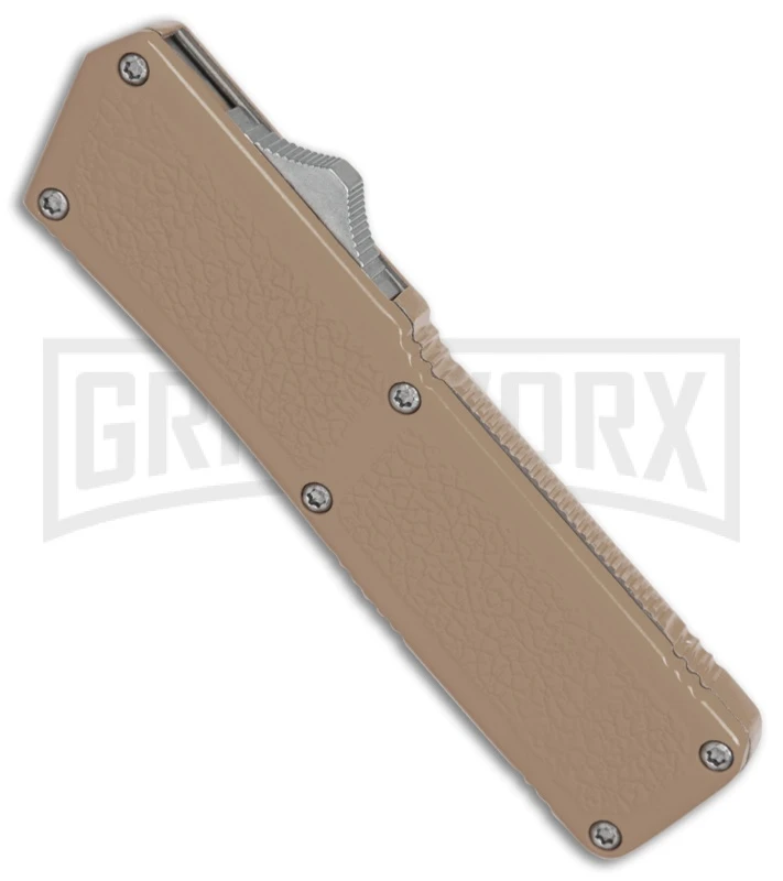 Lightning Tan D/A OTF Automatic Knife - Dagger Satin 5 Lightning Tan D/A OTF Automatic Knife - Dagger Satin - Image 3