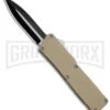 Lightning Tan D/A OTF Automatic Knife - Dagger Two Tone Serr -Grindworx Lightning Tan DA OTF Auto Dagger TT GX 39061 jr large