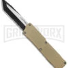 Lightning Tan D/A OTF Automatic Knife - Tanto Two Tone Serrated -Grindworx Lightning Tan DA OTF Auto TT Tanto Serr GX 39048 jr large