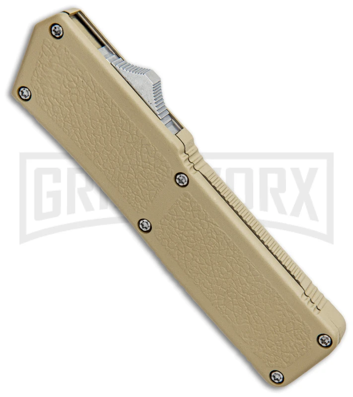 Lightning Tan D/A OTF Automatic Knife - Tanto Two Tone Serrated 4 Lightning Tan D/A OTF Automatic Knife - Tanto Two Tone Serrated - Image 2