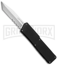 Lightning Black D/A Tanto OTF Automatic Knife - Satin Serr