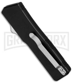 Lightning Black D/A Tanto OTF Automatic Knife - Satin Serr -Grindworx Lightning Tanto Black Satin Serr BP 18814 jr side large