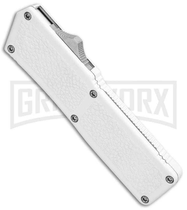 Lightning White D/A OTF Automatic Knife - Satin Dagger Serrated 4 Lightning White D/A OTF Automatic Knife - Satin Dagger Serrated - Image 2