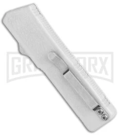 Lightning White D/A OTF Automatic Knife - Dagger Two-Tone Plain -Grindworx Lightning White DA OTF Auto TT Dagger GX 30817 jr side large