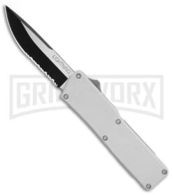 Lightning White D/A OTF Automatic Knife - Two-Tone Serrated 4TH18
