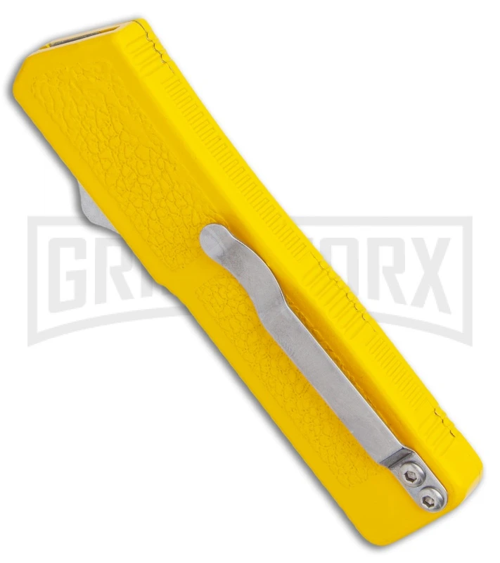 Lightning Yellow D/A OTF Automatic Knife - Two Tone Dagger Serr 5 Lightning Yellow D/A OTF Automatic Knife - Two Tone Dagger Serr - Image 3