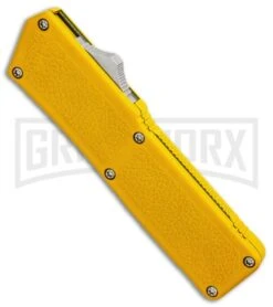 Lightning Yellow D/A OTF Automatic Knife - Two-Tone Serr 8 Lightning Yellow D/A OTF Automatic Knife - Two-Tone Serr -Grindworx Lightning Yellow DA Two Tone Serr BP 30350 er spine large