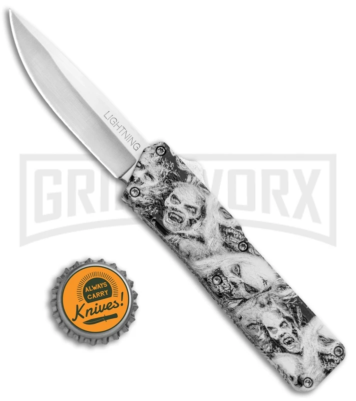 Lightning White Zombie D/A OTF Automatic Knife - Satin Plain 6 Lightning White Zombie D/A OTF Automatic Knife - Satin Plain - Image 4
