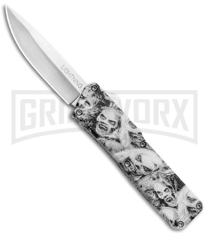 Lightning White Zombie D/A OTF Automatic Knife - Satin Plain 3 Lightning White Zombie D/A OTF Automatic Knife - Satin Plain