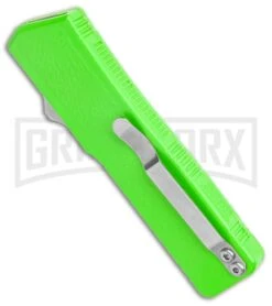 Lightning Zombie Edition Green D/A OTF Automatic Knife - Dagger Two-Tone Plain -Grindworx Lightning Zombie Edition Green DA OTF Auto Dagger TT Plain GX 31871 jr side 2 large